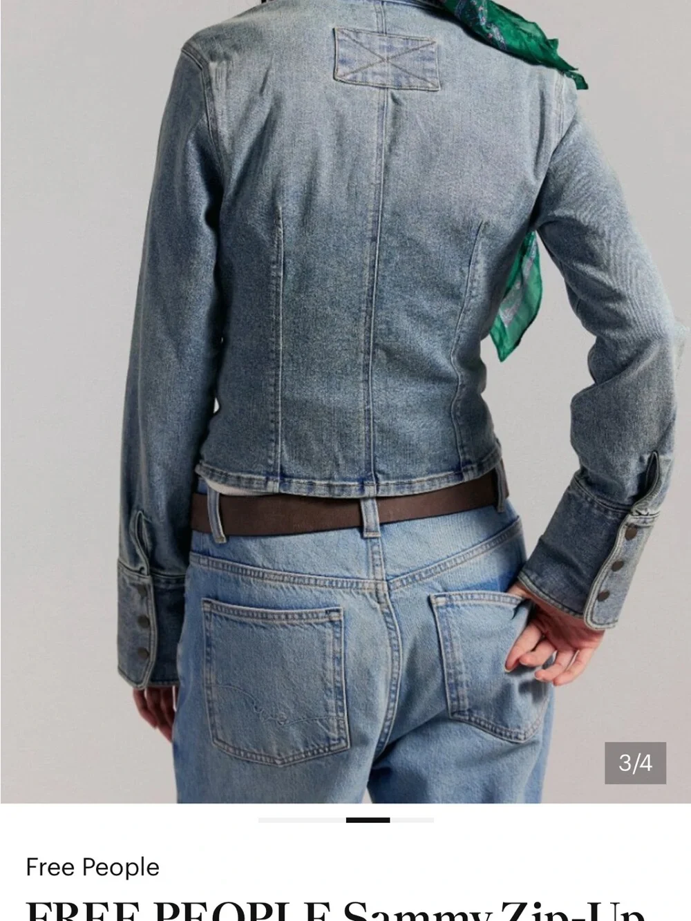 Free People Denim Zip-Up Jacket in Light Blue